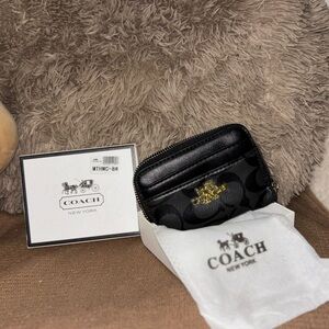 Coach Black and Gold Compact Wallet